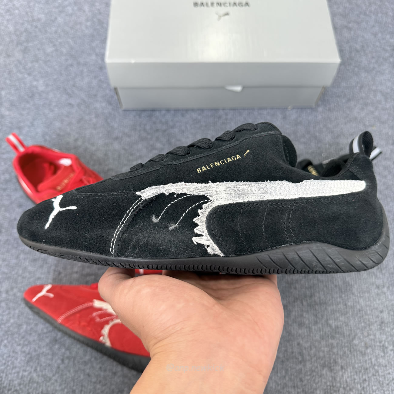 Balenciaga X Puma Ultrasoft Speedcat Sneakers Red White Black (5) - www.newkick.org
